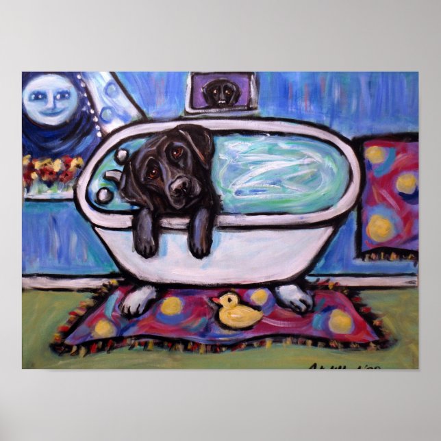 Black Labrador bathtub Poster (Framsidan)