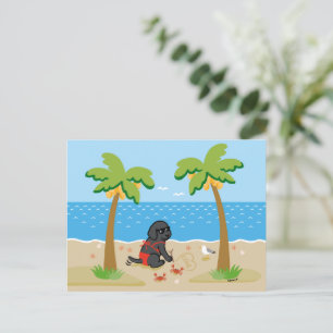 Black Labrador Bikini Girl Postcard Vykort