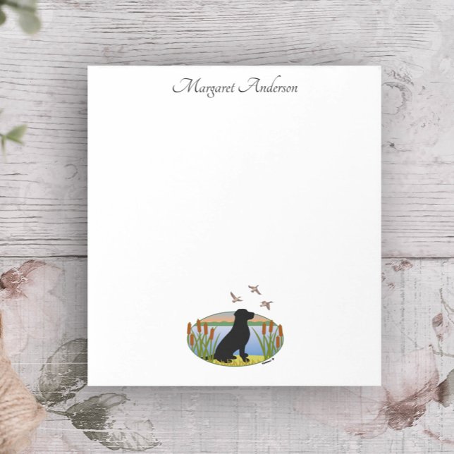 Black Labrador Bird Hund Sunset Anteckningsblock (Black Labrador Bird Dog Sunset Design Notepad for Labrador Owners.  Labrador Silhouette.)