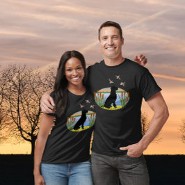 Black Labrador Bird Hund Sunset Oval T Shirt