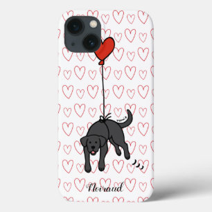 Black Labrador Blommigt Heart
