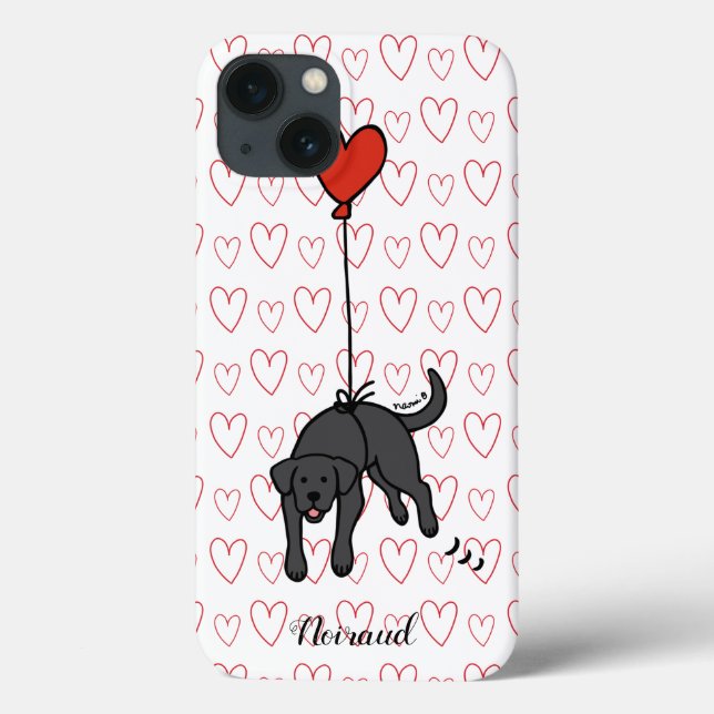 Black Labrador Blommigt Heart  (Baksida)
