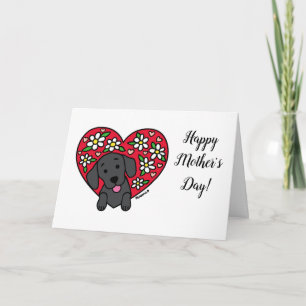 Black Labrador Blommigt Heart Mors dag Card Kort
