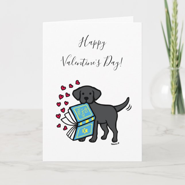 Black Labrador Bok i Kärlek Valentine Helgkort (Framsida)