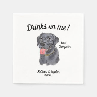 Black Labrador Bröllop Cocktail Napkin Pappersservett