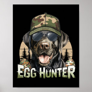 Black Labrador Camo Cap Egg Hunter Vintage Påsk Poster