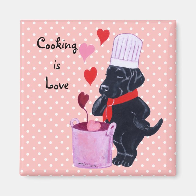 Black Labrador Chef Painting Magnet (Framsidan)