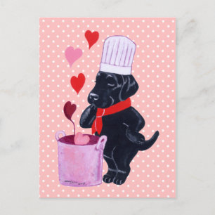 Black Labrador Chef Painting Vykort