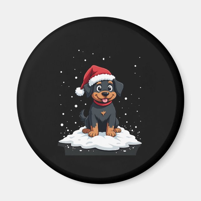 Black Labrador Christmas Santa Hat Xmas Pajama T-S Magnet (Framsidan)