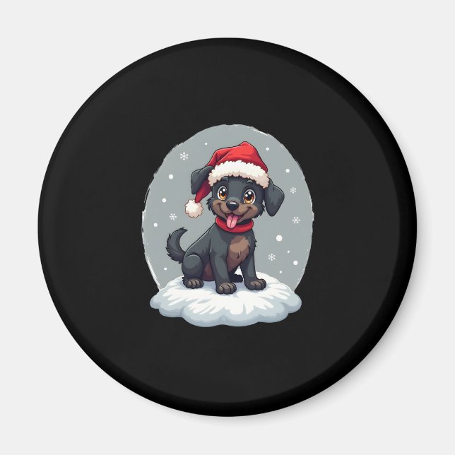 Black Labrador Christmas Santa Hat Xmas Pajama T-S Magnet (Framsidan)