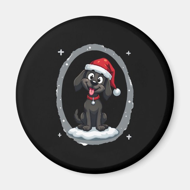 Black Labrador Christmas Santa Hat Xmas Pajama T-S Magnet (Framsidan)