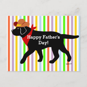 Black Labrador Cowboy Tecknad Vykort