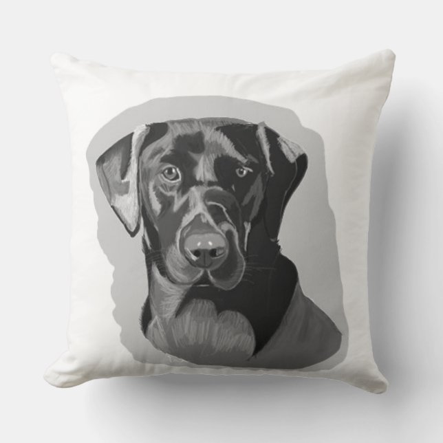 Black Labrador Cushion Kudde (Framsida)