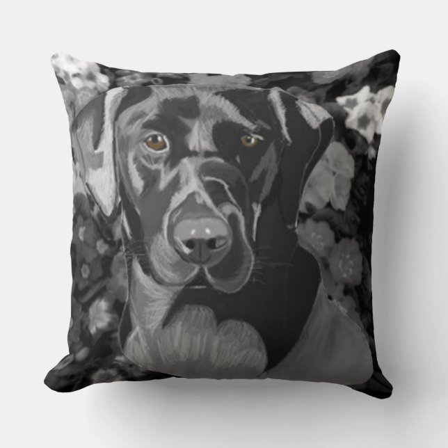 Black Labrador Cushion Kudde (Framsida)
