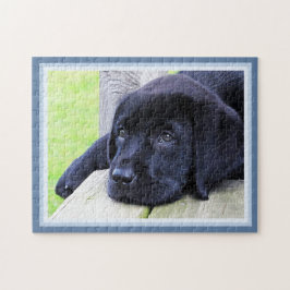 Black Labrador Cute Puppy Hund 11 x 14 Hund älskar Pussel