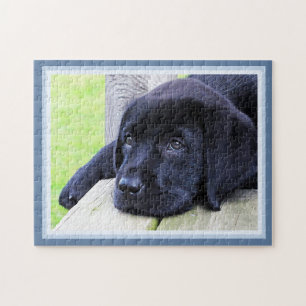 Black Labrador Cute Puppy Hund 11 x 14 Hund älskar Pussel