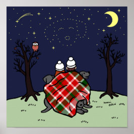 Black Labrador Family och Starry Himlar Poster