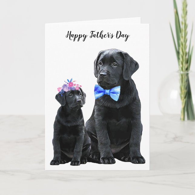 Black Labrador Fars dag Hund Pappa - Cute Puppy Kort (Framsida)