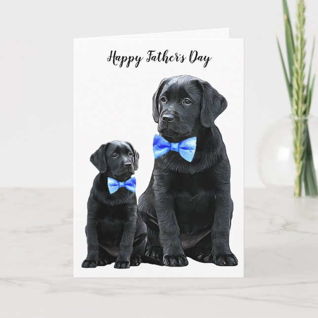 Black Labrador Fars dag Puppy - Cute Hund Pappa Kort (Framsida)