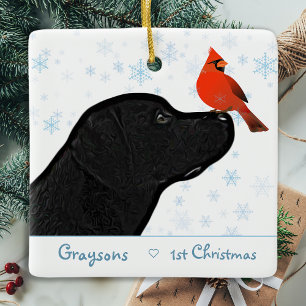 Black Labrador Första julpuppy Cute Hund Julgransprydnad Keramik