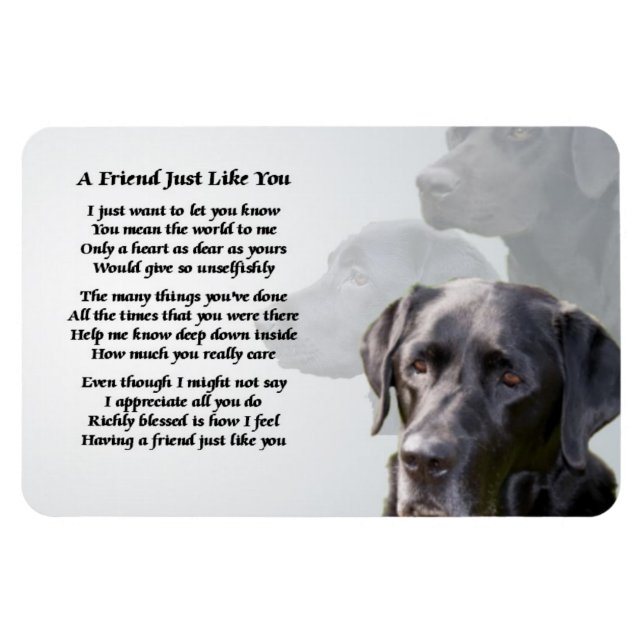 Black Labrador Friend Dikt Magnet (Horisontell)