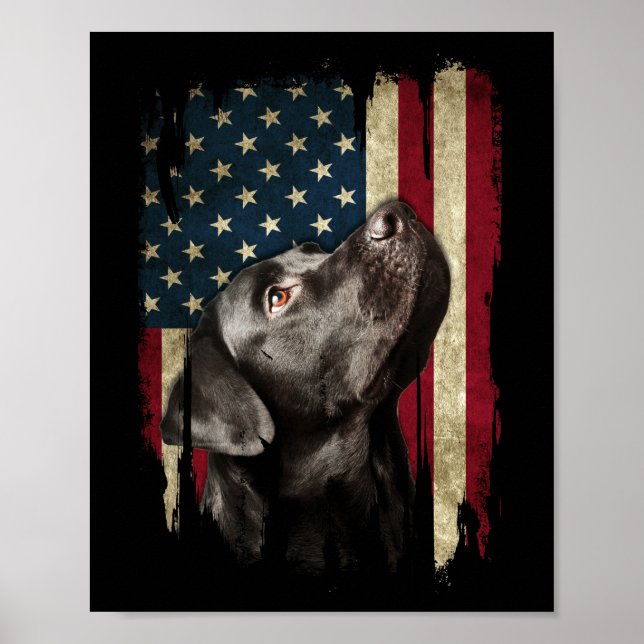 Black Labrador Gift USA flagga Lab Owner Anka Hunt Poster (Framsidan)