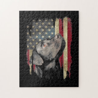 Black Labrador Gift USA flagga Lab Owner Anka Hunt Pussel