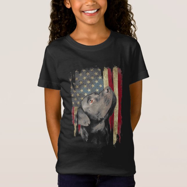 Black Labrador Gift USA flagga Lab Owner Anka Hunt T Shirt (Framsida)
