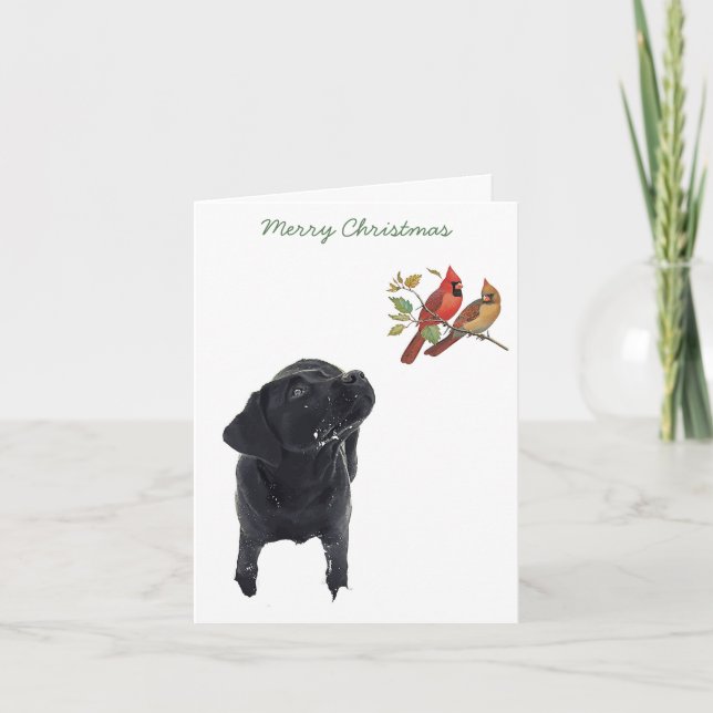 Black Labrador God jul kardinals Cute Hund Helgkort (Framsida)