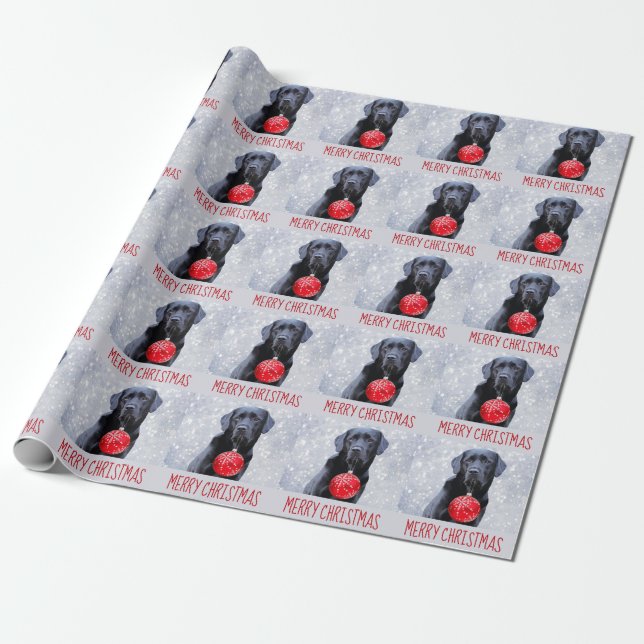 Black Labrador God jul-Puppy Cute Hund Presentpapper (Utrullad)