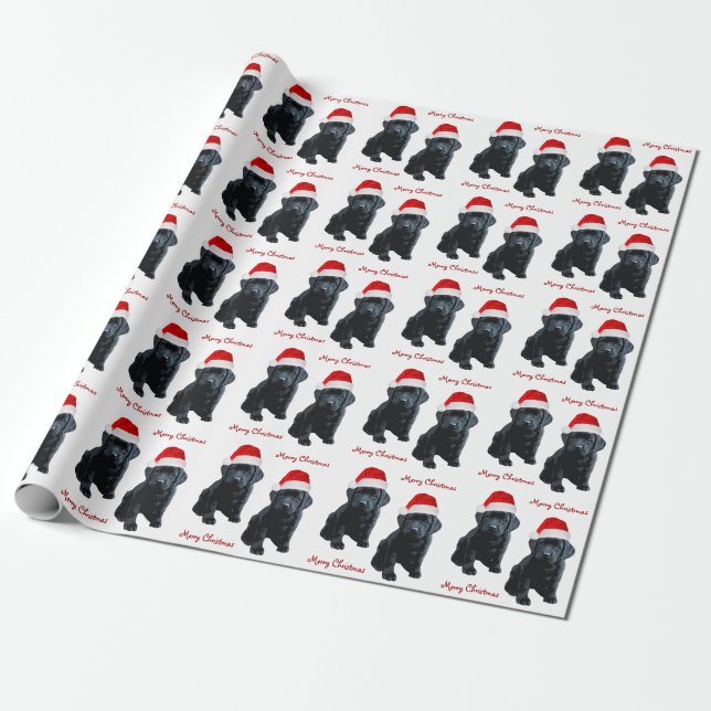 Black Labrador God jul Puppy Santa Hund Presentpapper (Utrullad)