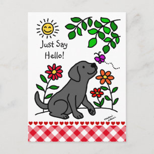 Black Labrador & Grönt Vykort