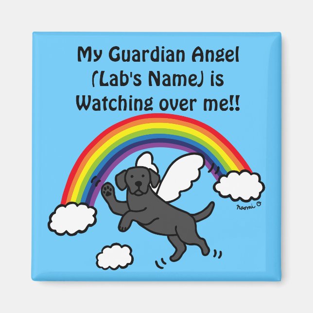 Black Labrador Guardian Angel (Rainbow Bridge) Magnet (Framsidan)