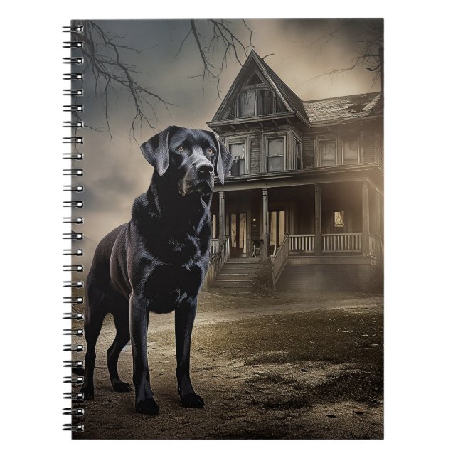 Black Labrador Halloween Scary Anteckningsbok (Framsidan)