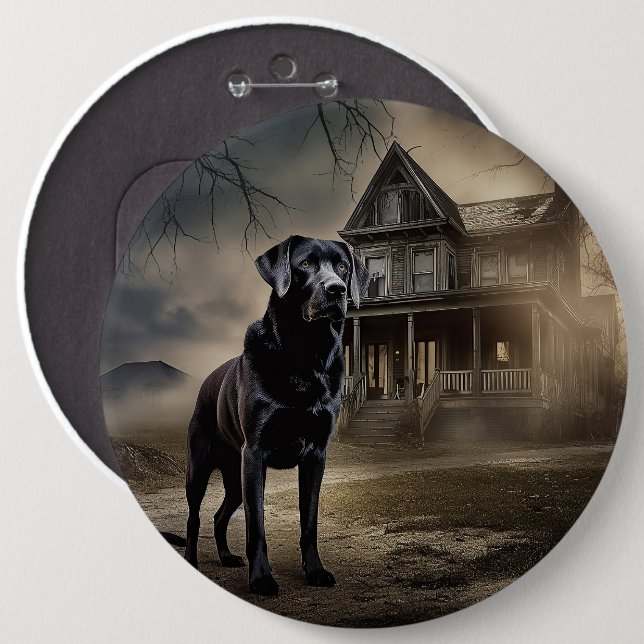 Black Labrador Halloween Scary Knapp (Framsida & baksida)