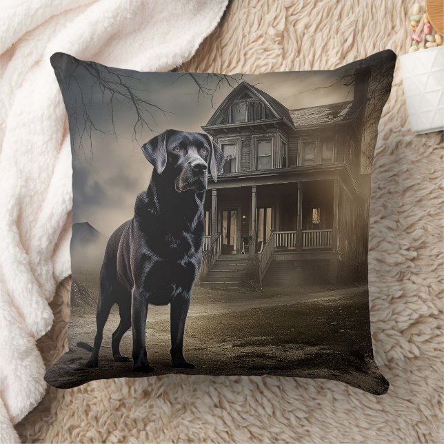 Black Labrador Halloween Scary Kudde (Filt)