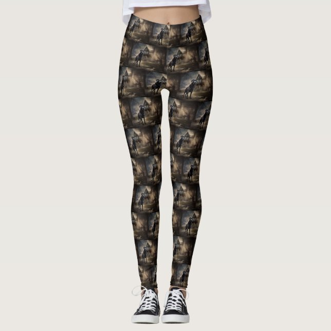 Black Labrador Halloween Scary Leggings (Framsida)