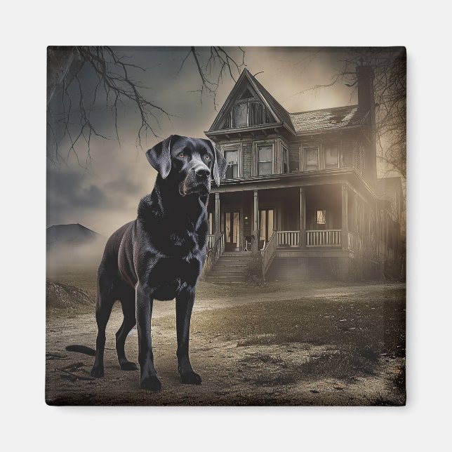 Black Labrador Halloween Scary Magnet (Framsidan)
