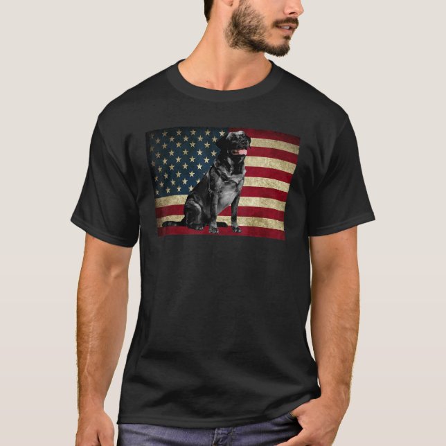 Black Labrador hämtar American Flagga labra Anima T Shirt (Framsida)