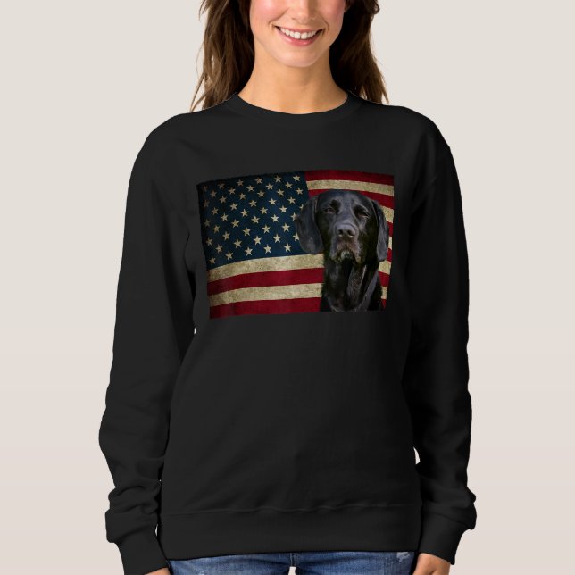 Black Labrador hämtar American Flagga labra Anima T Shirt (Framsida)
