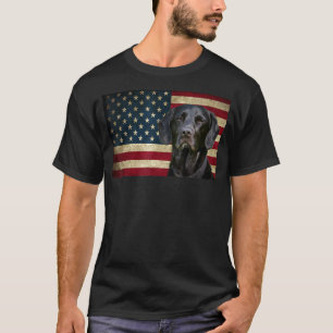 Black Labrador hämtar American Flagga labra Anima T Shirt