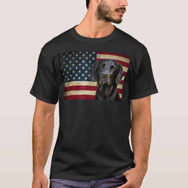 Black Labrador hämtar American Flagga labra Anima T Shirt (Framsida)