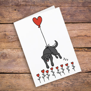 Black Labrador Heart Balloon Tack Helgkort