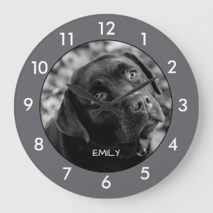 Black Labrador Hund Anpassningsbar Large Clock Stor Klocka