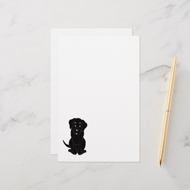 Black Labrador Hund design Brevpapper (Fram/Back In Situ)