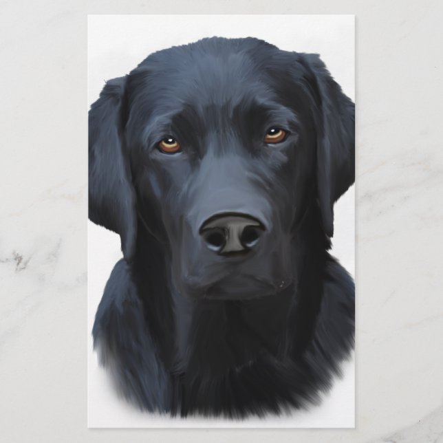 Black Labrador Hund Färg Art Painting Vatten Brevpapper (Framsida)