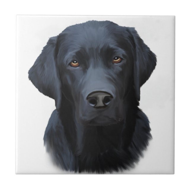 Black Labrador Hund Färg Art Painting Vatten Kakelplatta (Framsidan)