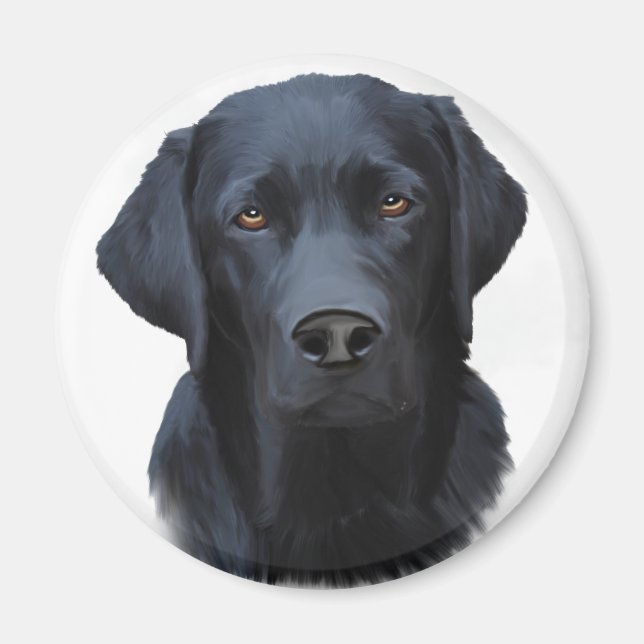 Black Labrador Hund Färg Art Painting Vatten Magnet (Framsidan)