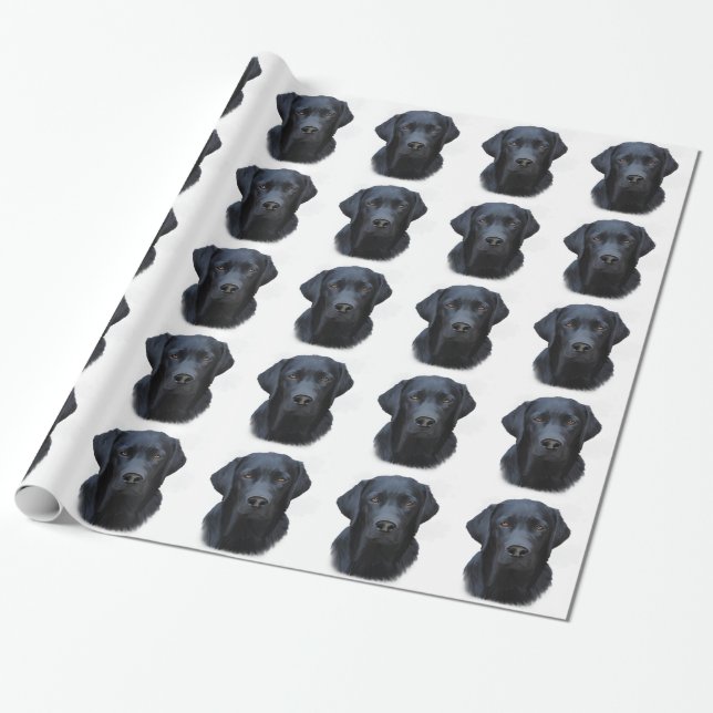 Black Labrador Hund Färg Art Painting Vatten Presentpapper (Utrullad)