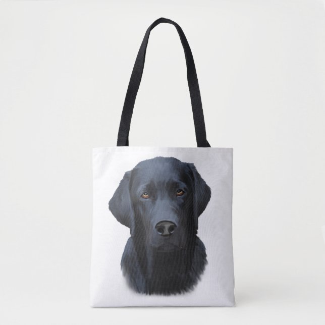Black Labrador Hund Färg Art Painting Vatten Tygkasse (Framsida)